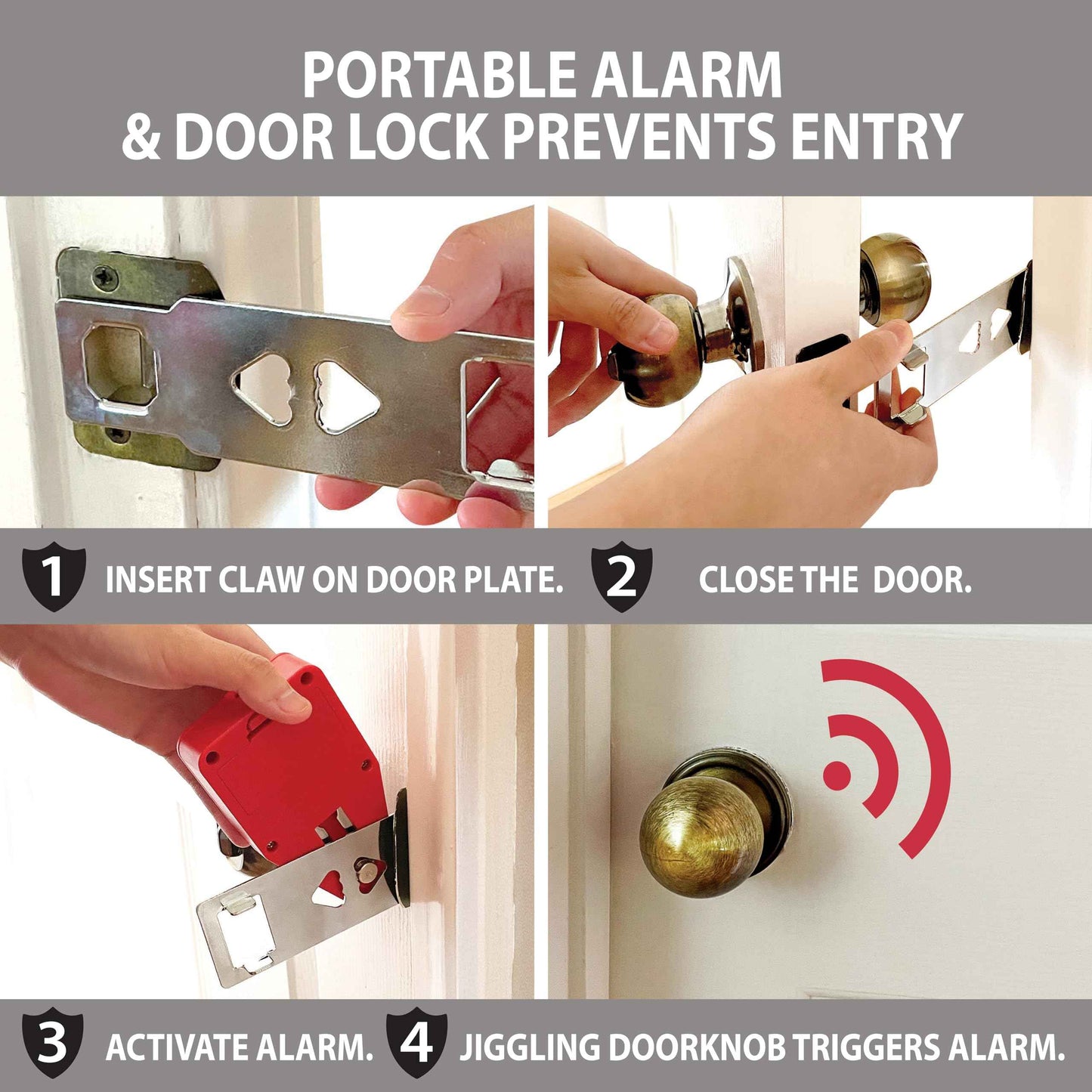 Goldy Lock Portable Alarm and Hotel Door Lock for Home & Travel Security. Door Safety Lock from The Inside of Home, Apartments, Hotel Rooms, College Dorms, and Rentals.