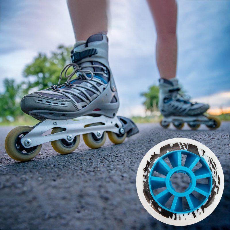 90mm 85A Inline Skate Wheel, Outdoor Replacement for Rollerblade, High-Rebound PU Speed Fitness Skating Wheels with Strong Blue Core for Smooth Fast Long-Distance Urban Skating (Set of 6)