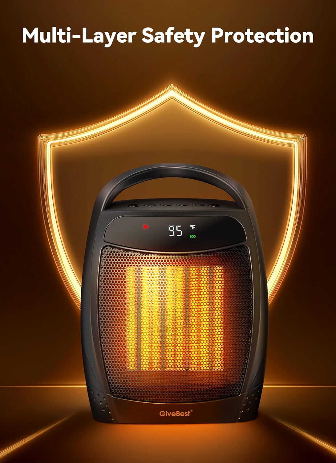 1500W Electric Space Heater with Remote - Portable PTC Ceramic Heater for Home & Office