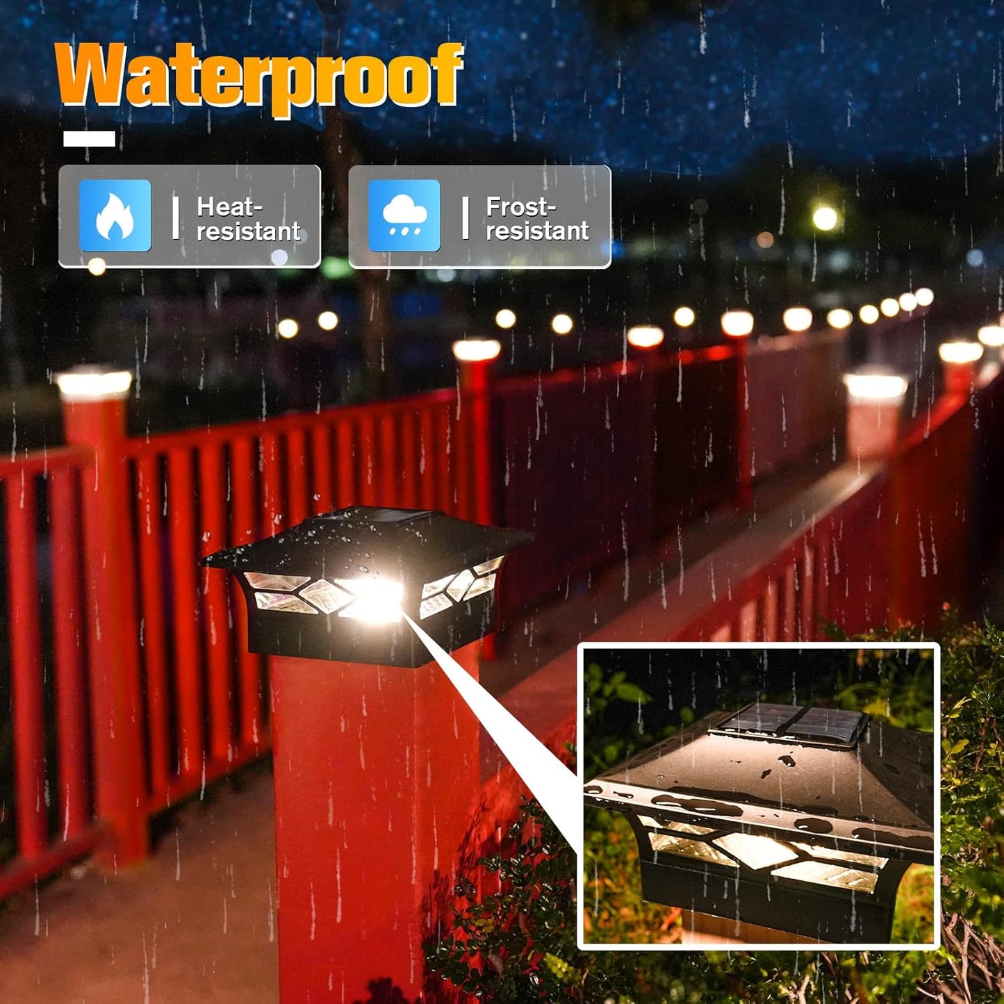 Solar Post Cap Lights 6-Pack - Waterproof LED Outdoor Lighting for 4x4 & 6x6 Decks, 2 Color Modes