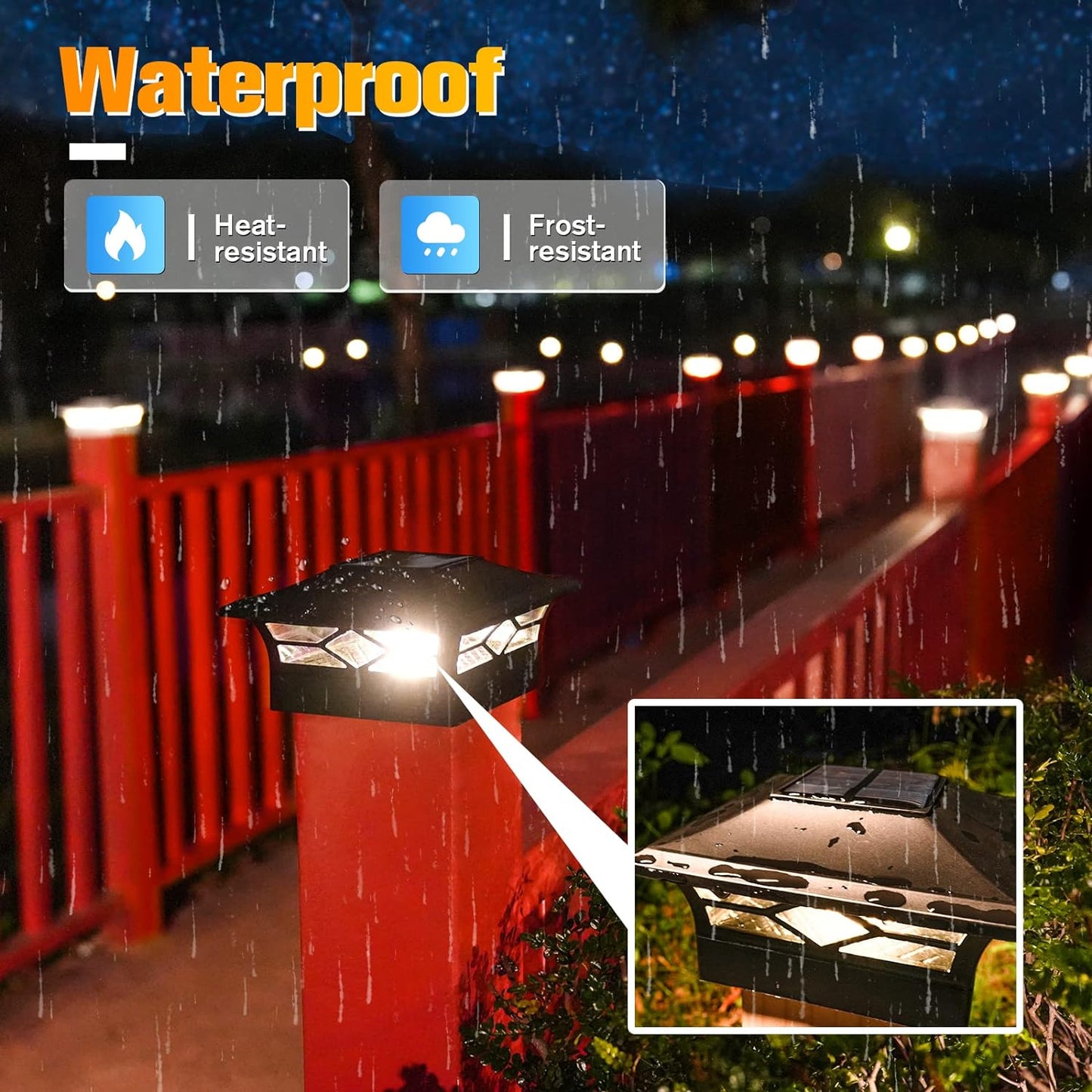 Solar Post Cap Lights 6-Pack - Waterproof LED Outdoor Lighting for 4x4 & 6x6 Decks, 2 Color Modes