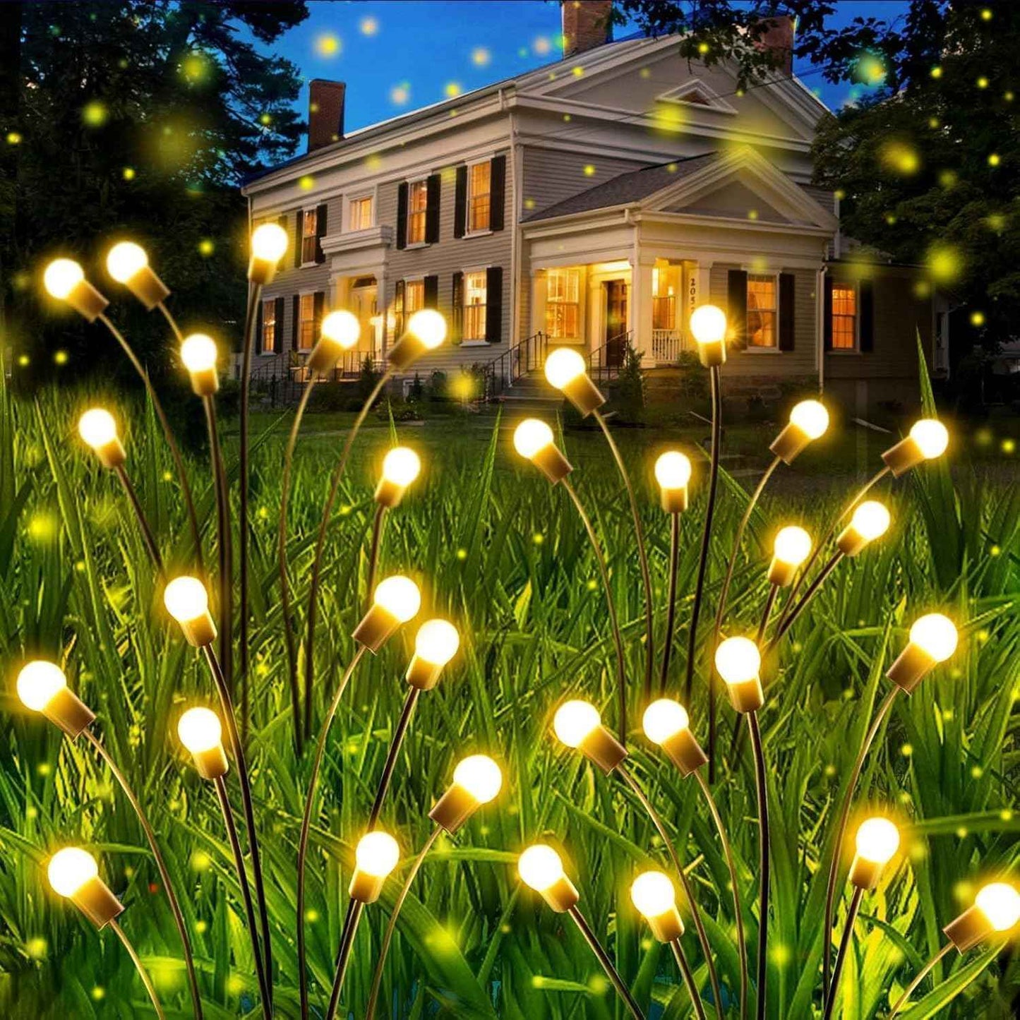 48 LED Solar Halloween Lights - 6 Pack Purple & Orange Waterproof Firefly Lights for Garden & Patio Decor
