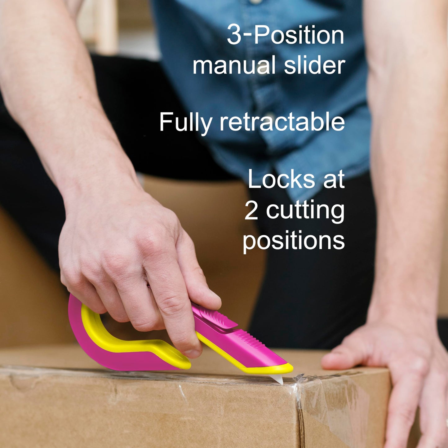 Slice Box Cutter, Heavy Duty Utility Knife, Safe Ceramic Blade Lasting 11x Longer than Metal, Fuchsia, 1 Pack