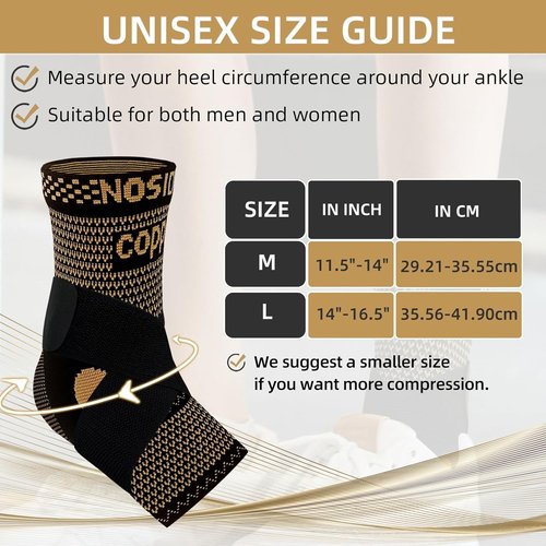 Copper Ankle Brace - Compression Sleeve with Arch Support for Plantar Fasciitis Relief | Unisex Design
