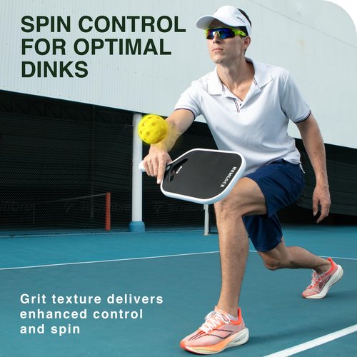Hemlock Elite Pickball Paddle - USAPA Approved, Air Dynamic 360 Molding Technology for High Spin and Control, Carbon Fiber, Advanced and Beginner Starter, Men and Women, Black