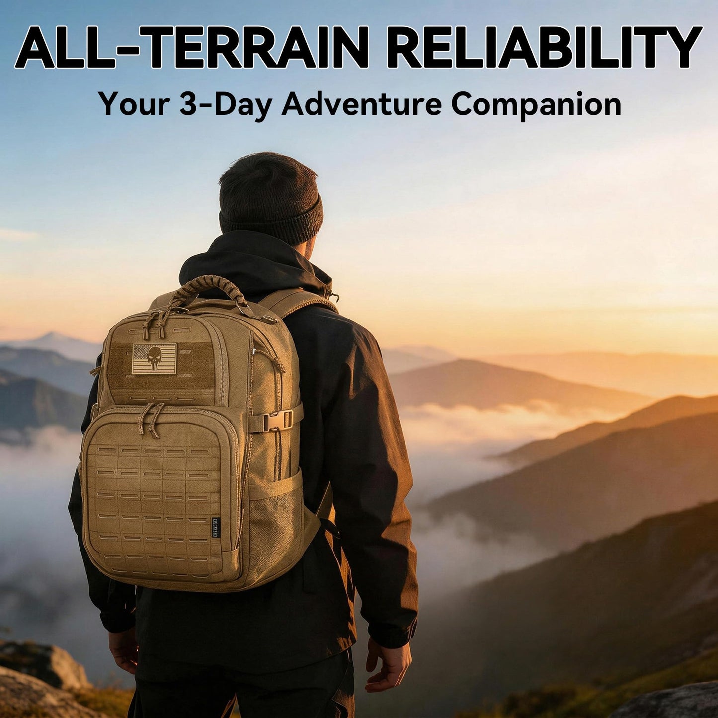 AZULDEZ Military Tactical Backpack, Tactical Backpack for Men, Army 3 Days Assault Pack, Military Molle Backpack Waterproof, EDC Hiking Bug Out Bag with Water Bladder Compartment, Hiking Rucksack