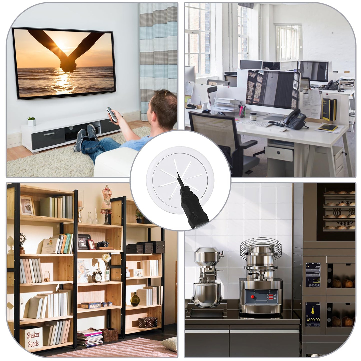 Desk Grommet 2 Inch (50 mm) 8 Pack, TV Cord Hider for Wall Mounted TV,Desk Hole Cover for Cables White, Grommet Hole Cover with Hole Saw for Wires Cables Through The Countertop