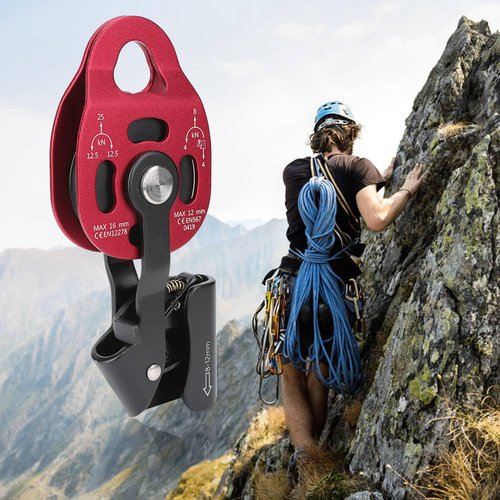 Gonetre Pulley Climbing Heavy Duty Rope Pulley Block Smooth Rotation High Strength Aluminum Pulley Wheel for Mountaineering Hoisting Rescue 8 12mm Rope