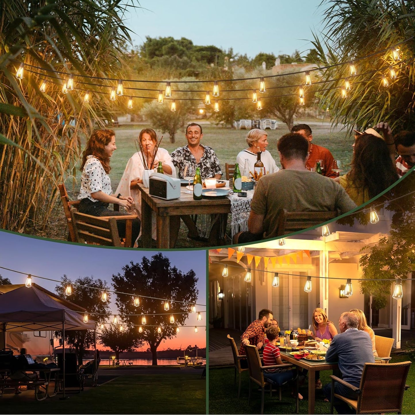 Solar String Lights Outdoor 102FT - 30+2 Waterproof LED Bulbs, Remote Control, Dimmable, 3 Modes for Patio & Garden