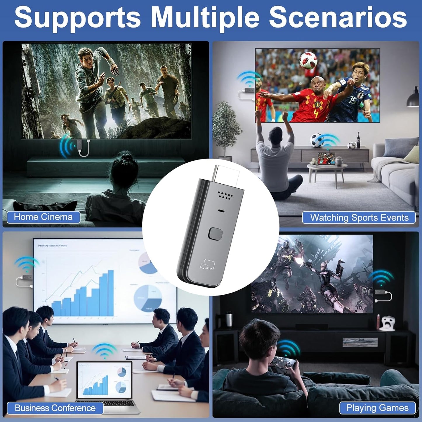 Wireless HDMI Display Dongle Adapter 2025 - 1080P Plug & Play Receiver for TV/Monitor/Projector