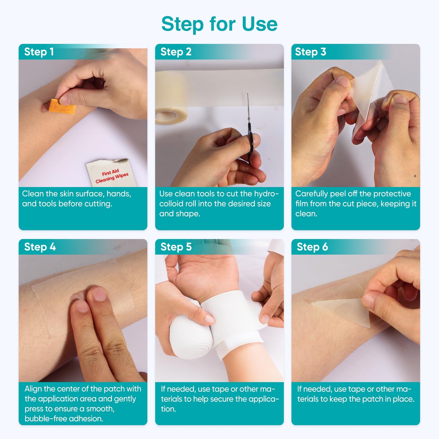 Derm Tape Hydrocolloid Roll - Acne & Pimple Patch Tape, Flexible Bandages Roll for Wound Care and Skin Protection, Cut-to-Size Hydrocolloid Tape for Daily Use (2in x 16ft)
