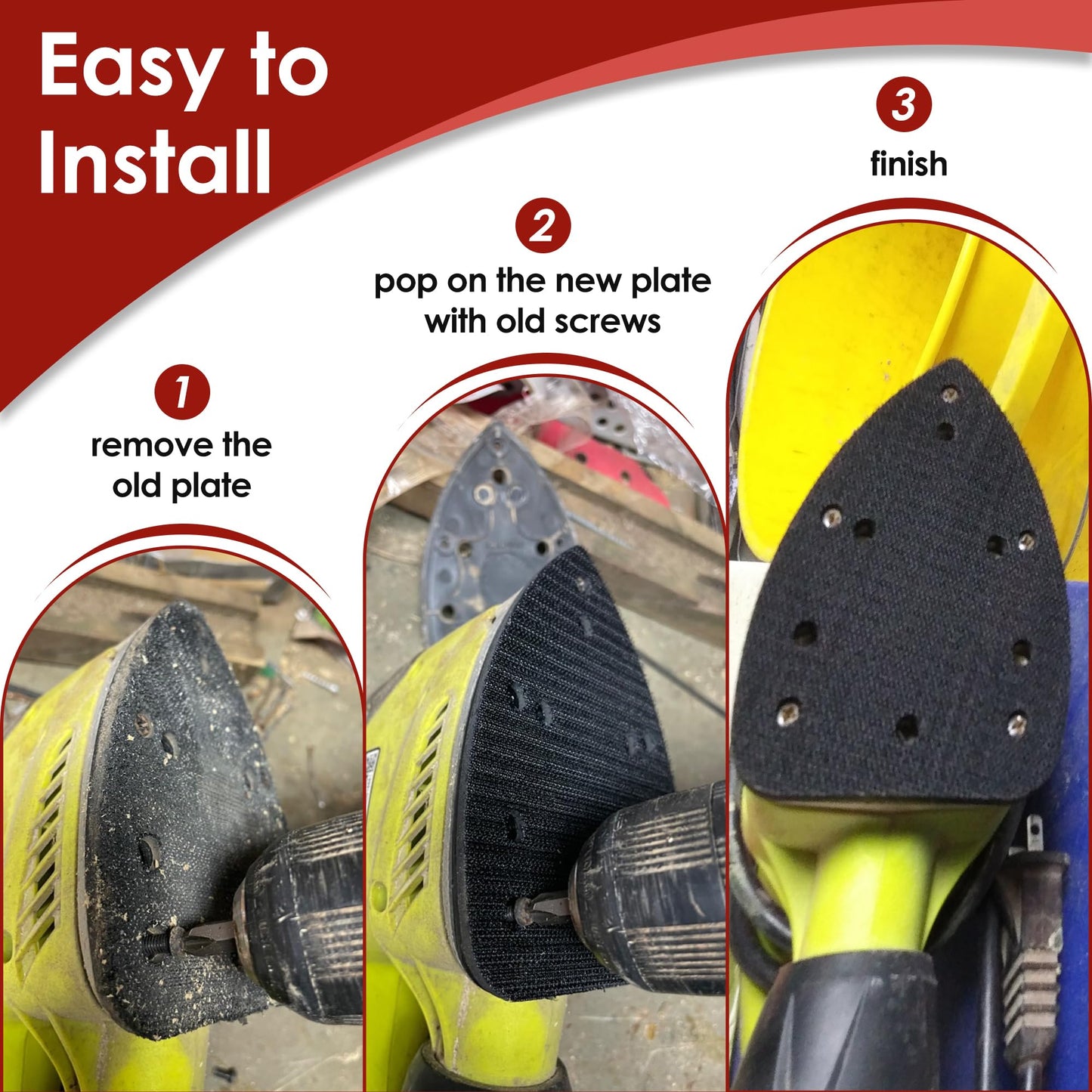 Ceoighe 2 Pack Mouse Sander Replacement Pads Compatible with Ryobi 039065005001 Backing Platen Detail Sander Parts Compatible with CFS1503K CFS1503 CFS1502 CFS1503G