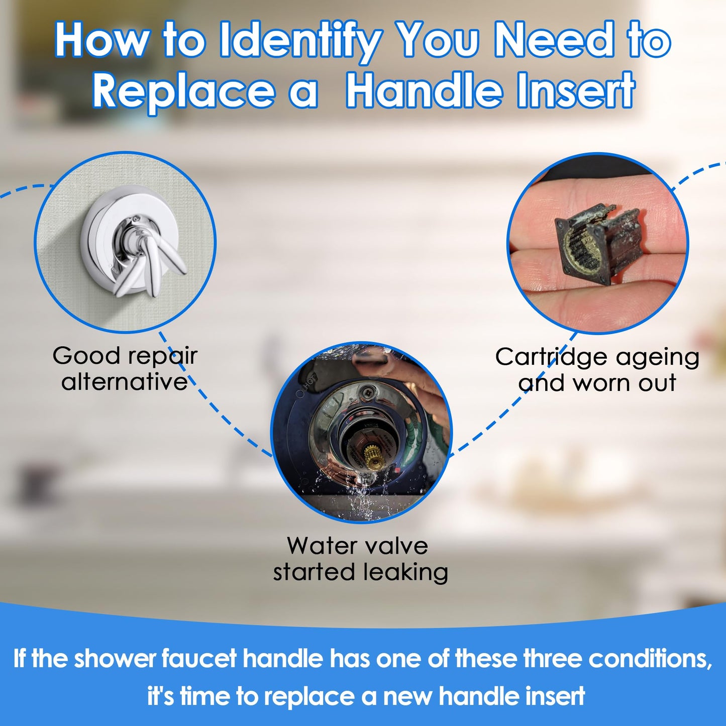 Dreyoo 10 Pcs Shower Faucet Handle Insert Compatible with Kohler, 1.5cm x 1.4cm x 1.2cm Shower Handle Parts Compatible with Kohler 1060514, Easy to Install