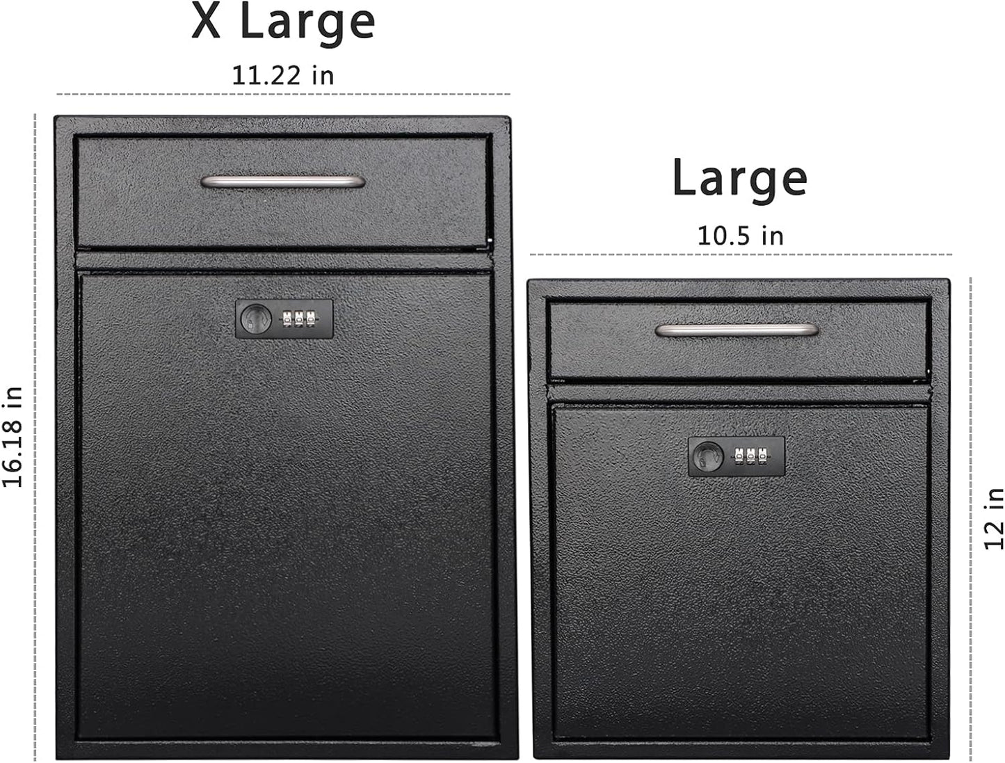 Secure Wall-Mount Mailbox with Lock | KYODOLED Large Steel Drop Box, Black, 16.2H x 11.22L x 4.72W