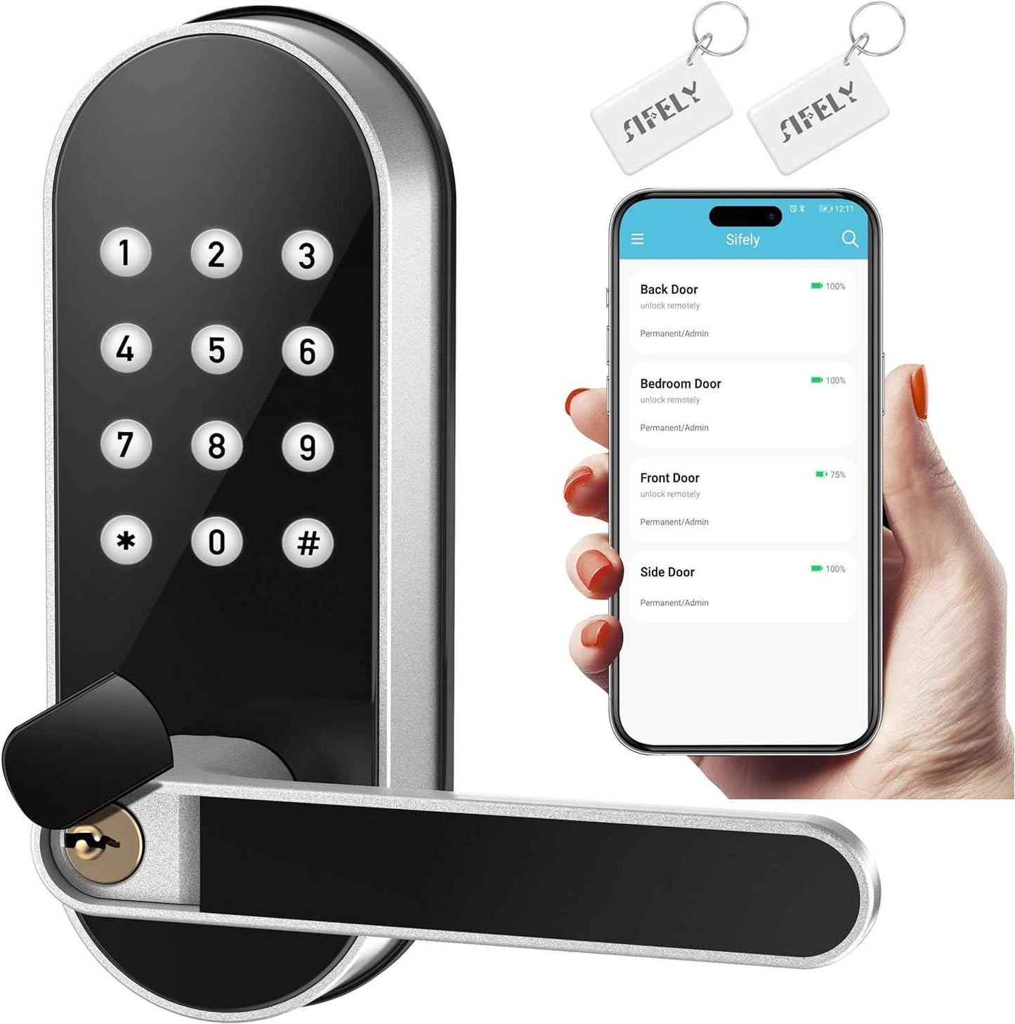 Smart Keyless Entry Door Lock - Sifely Digital Electronic Deadbolt with Code & App Control (Gold) for Front, Interior & Exterior Doors