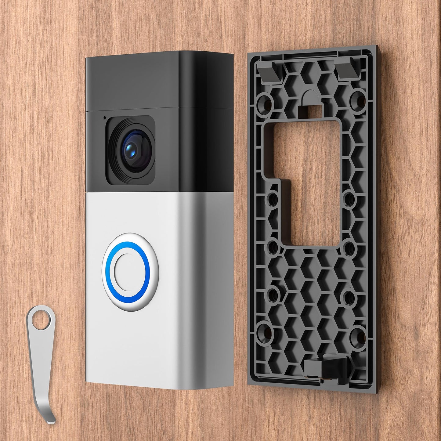 No-Drill Adhesive Video Doorbell Mount Compatible with Ring Battery Doorbell (2024 Release), Door Mounting Holder Bracket Accessories for Apartments Office Houses (1 Pack)