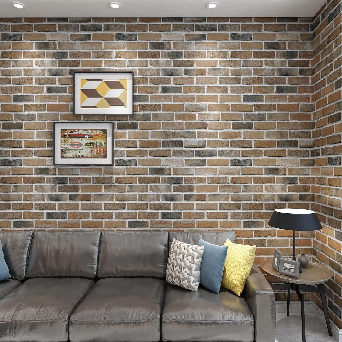 Faux Brick 3D Wall Panels - 10-Pack Peel and Stick Waterproof Foam Wallpaper in Red Brown for Bedroom, Bathroom, Kitchen