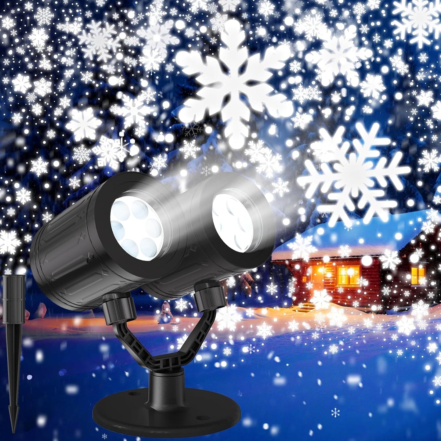 Upgraded Snowflake Christmas Projector Lights - Triple Head LED Outdoor Decor with Timer