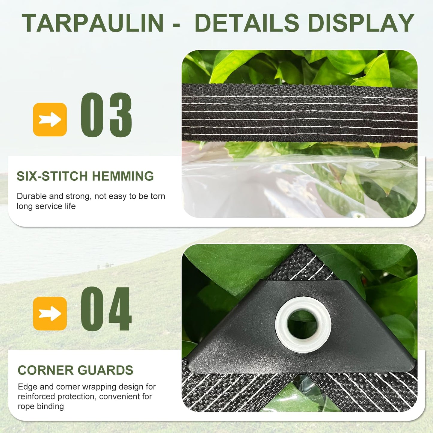 Clear Tarp with Grommets 3x6ft Clear Tarps Heavy Duty Waterproof 14 Mil Thickened PVC Tear-Resistant Reinforced Edges Clear Plastic Vinyl Tarp for Patio Chicken Coop Cover Greenhouse Plant Enclosure
