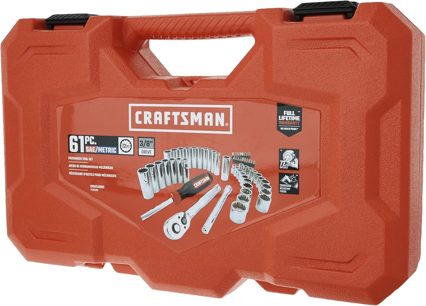 61-Piece CRAFTSMAN Mechanics Tool Set with 3/8 Inch Drive – Complete Toolkit