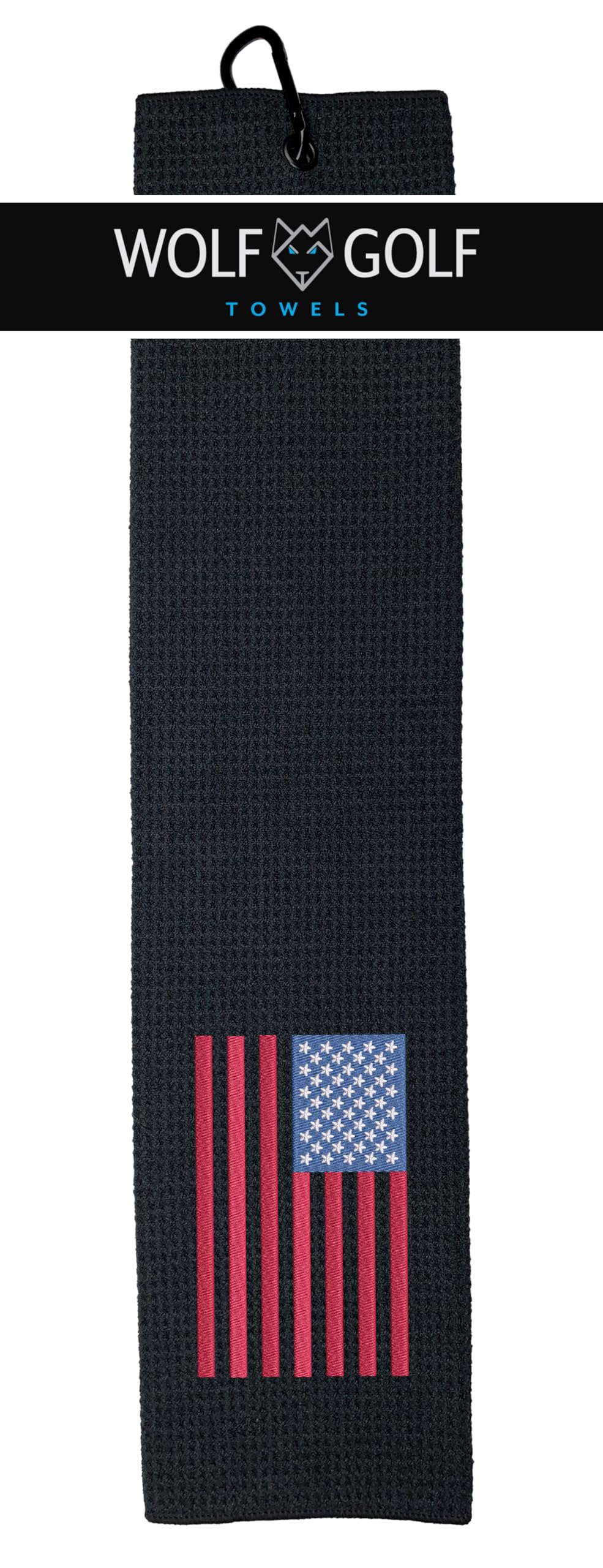 Wolf Golf Towels - American Flag Golf Towel - Embroidered USA Golf Towel - Golf Gift for Men or Women - Golf Accessories for Women or Men