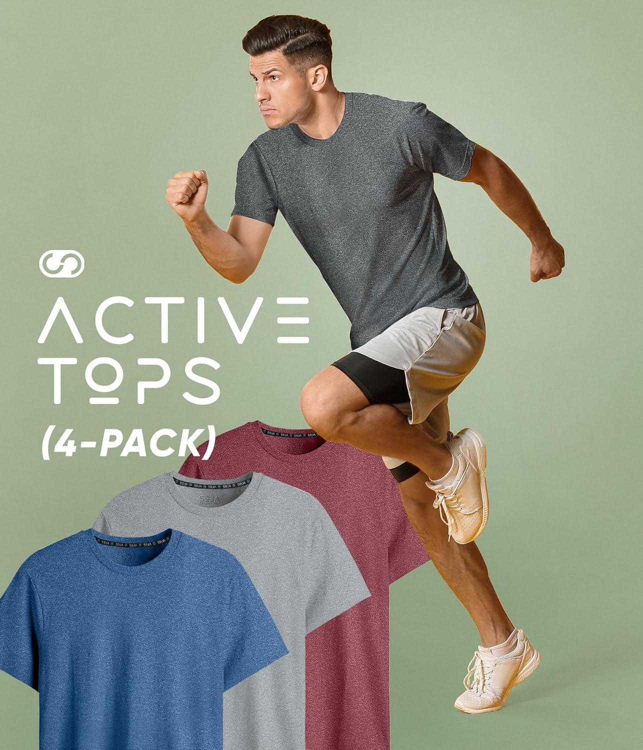 Men's Athletic Workout T-Shirts (Dry Fit, 4-Pack) Moisture Wicking Performance Activewear Gym, Yoga, & Running Tees