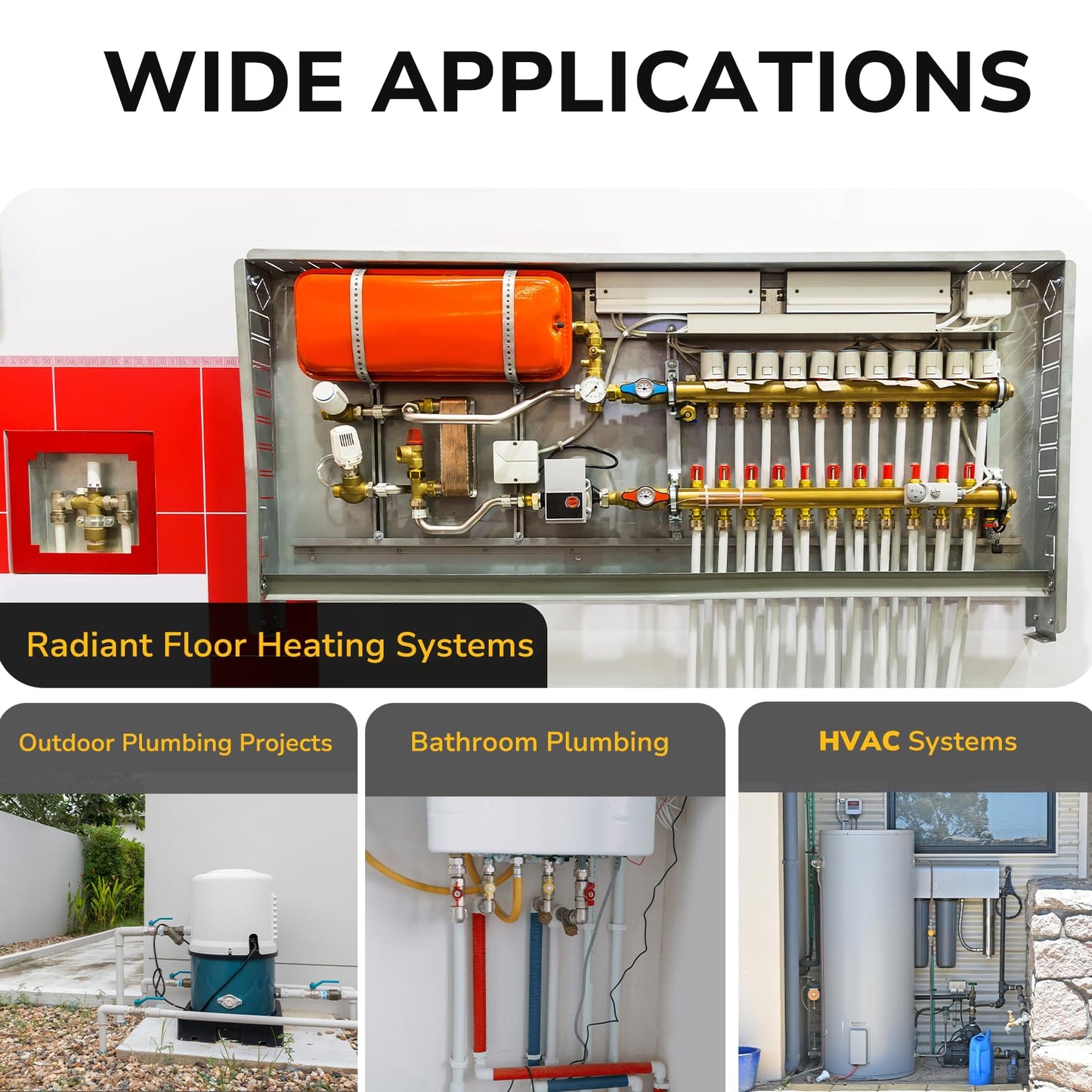 JUWO 1/2" Pex Coupling, 12 Pack Pex Fittings, NSF & UPC Certified, Heavy Duty Brass Crimp Fittings for Pipe Plumbing