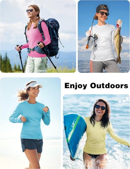 Isnowood Women's Long Sleeve Sun Protection Shirt - UPF 50+ UV Rash Guard for Outdoor Activities | Athletic Top