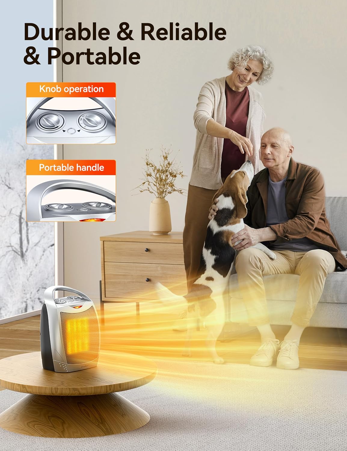 1500W Electric Space Heater with Remote - Portable PTC Ceramic Heater for Home & Office