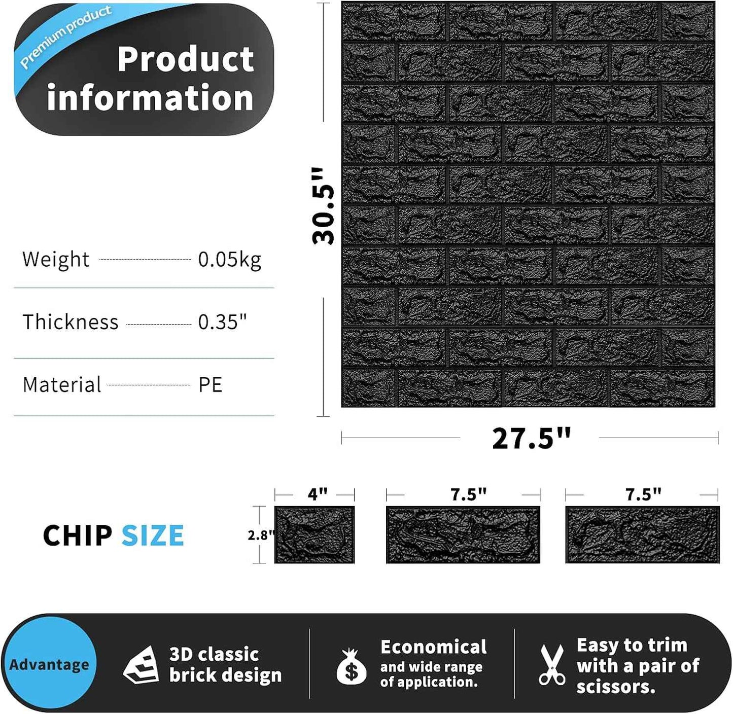 Faux Brick 3D Wall Panels - 10-Pack Peel and Stick Waterproof Foam Wallpaper in Red Brown for Bedroom, Bathroom, Kitchen