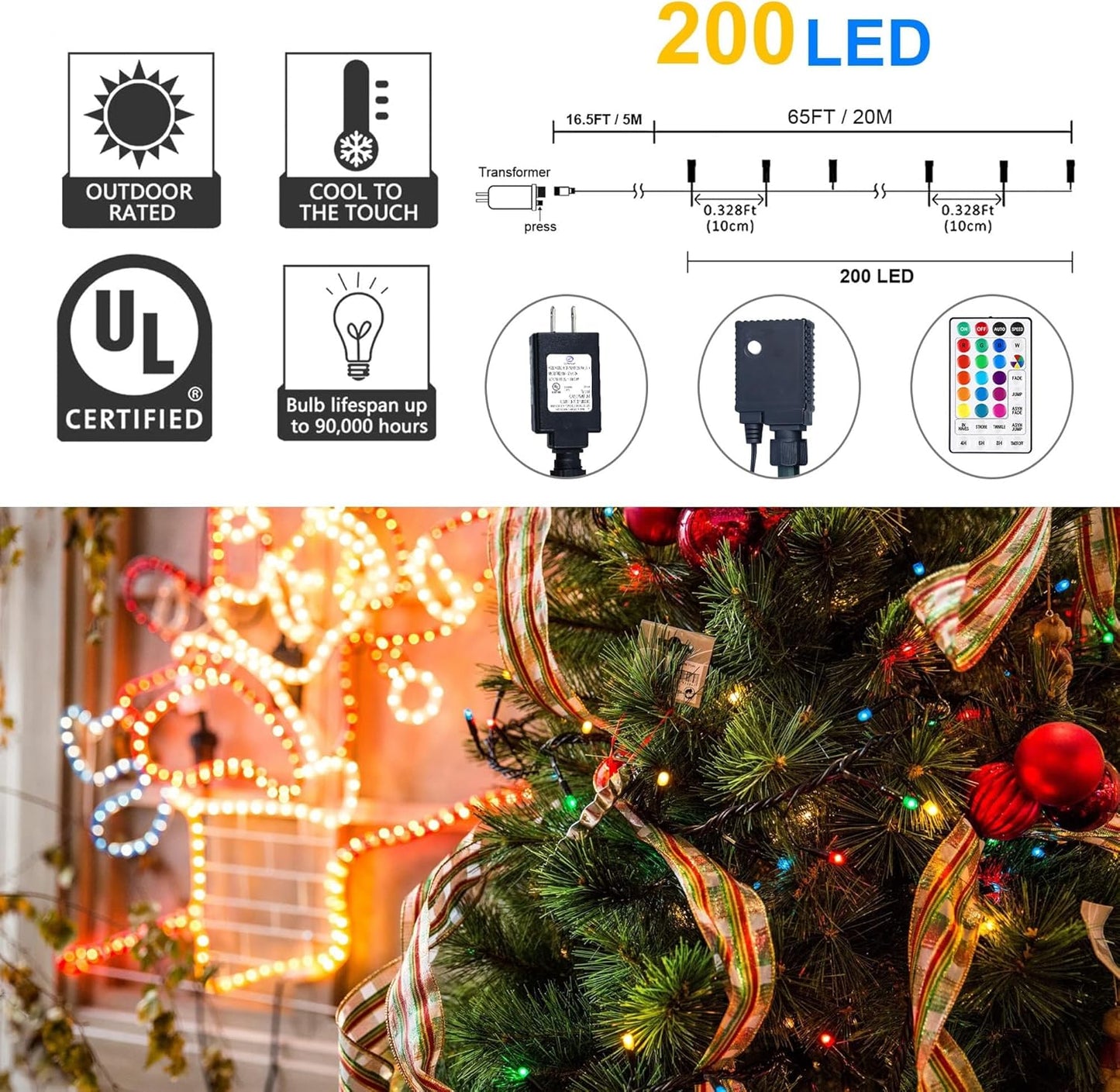 500 LED Christmas String Lights - 164 FT Waterproof RGB Fairy Lights with Remote & Timer for Indoor/Outdoor Holiday Decor