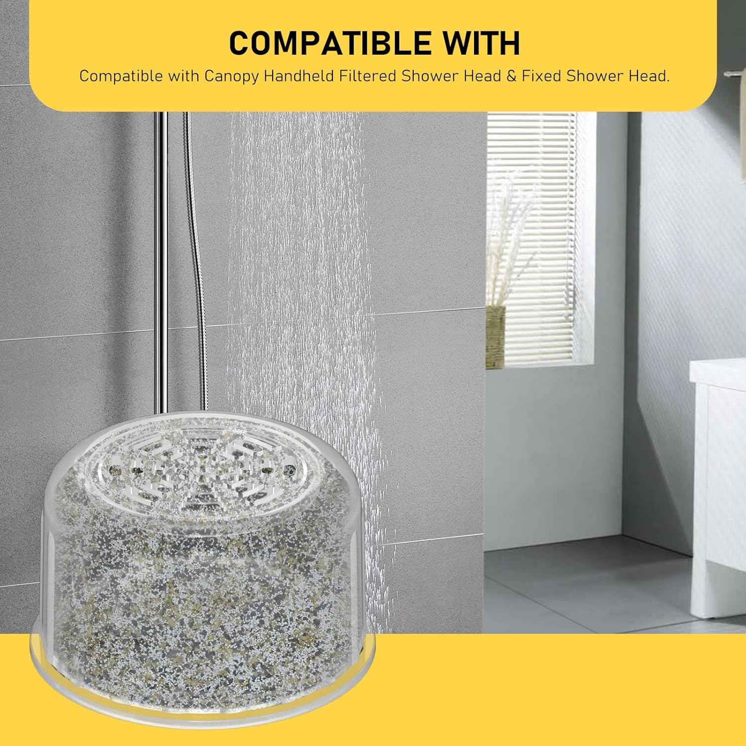 Shower Head Filter Replacement Cartridge - 4 Pack for Hard Water, Fits All Canopy Fixed & Handheld Models