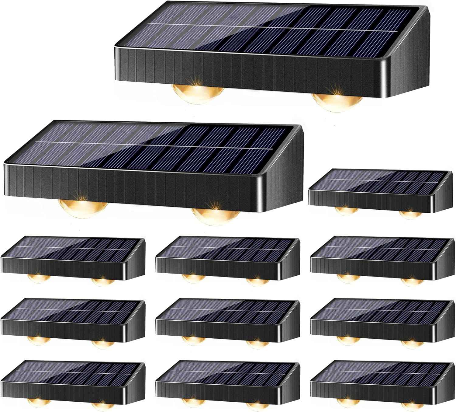 Brizled 12-Pack Solar Fence Lights – RGB & White Color-Changing Outdoor Wall Lights, IP65 Waterproof for Decks & Stairs