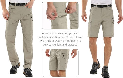 Jessie Kidden Men's Quick-Dry Convertible Hiking Pants - Lightweight Travel & Fishing | 32 Light Apricot