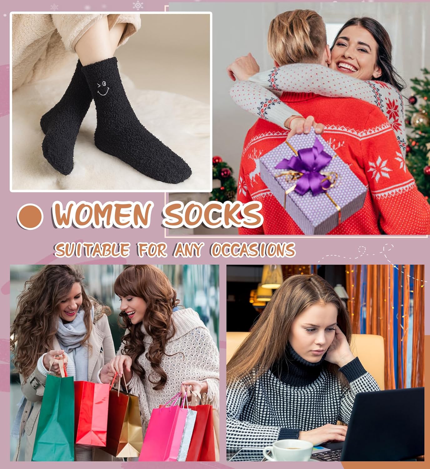 WEVIAS Women's Fuzzy Socks - Cozy Plush Slipper Socks for Winter | Soft Warm Fleece Cabin Sleep Socks