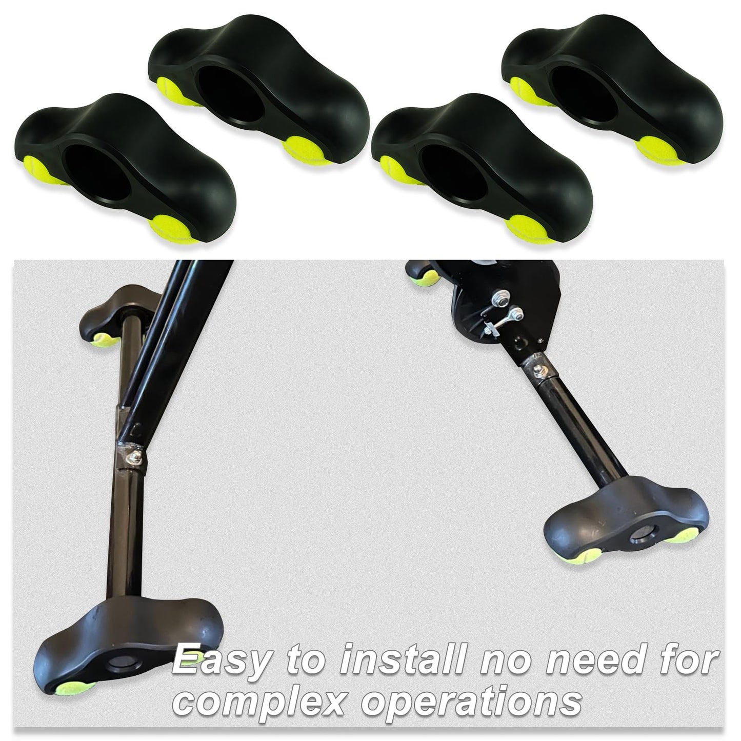 4 Pieces Rocker Feet Adapter Set Indoor Trainer Exercise Cycling Feet Mat Indoor with 8 Pieces Tennis Balls