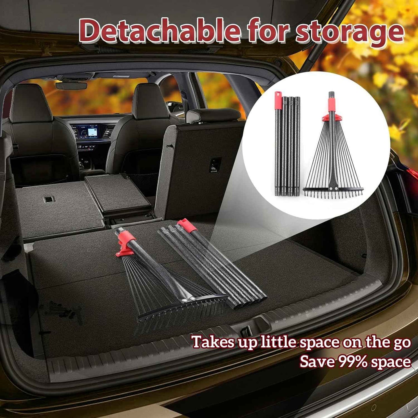 TAILERNRUYE 61 Inch Rake for Leaves , Adjustable 18 Tines with Expandable Head 9-18in Grass Rake Heavy Duty Metal Rakes for Women Children Yard Gardener Gardening Grass Debris Lawns