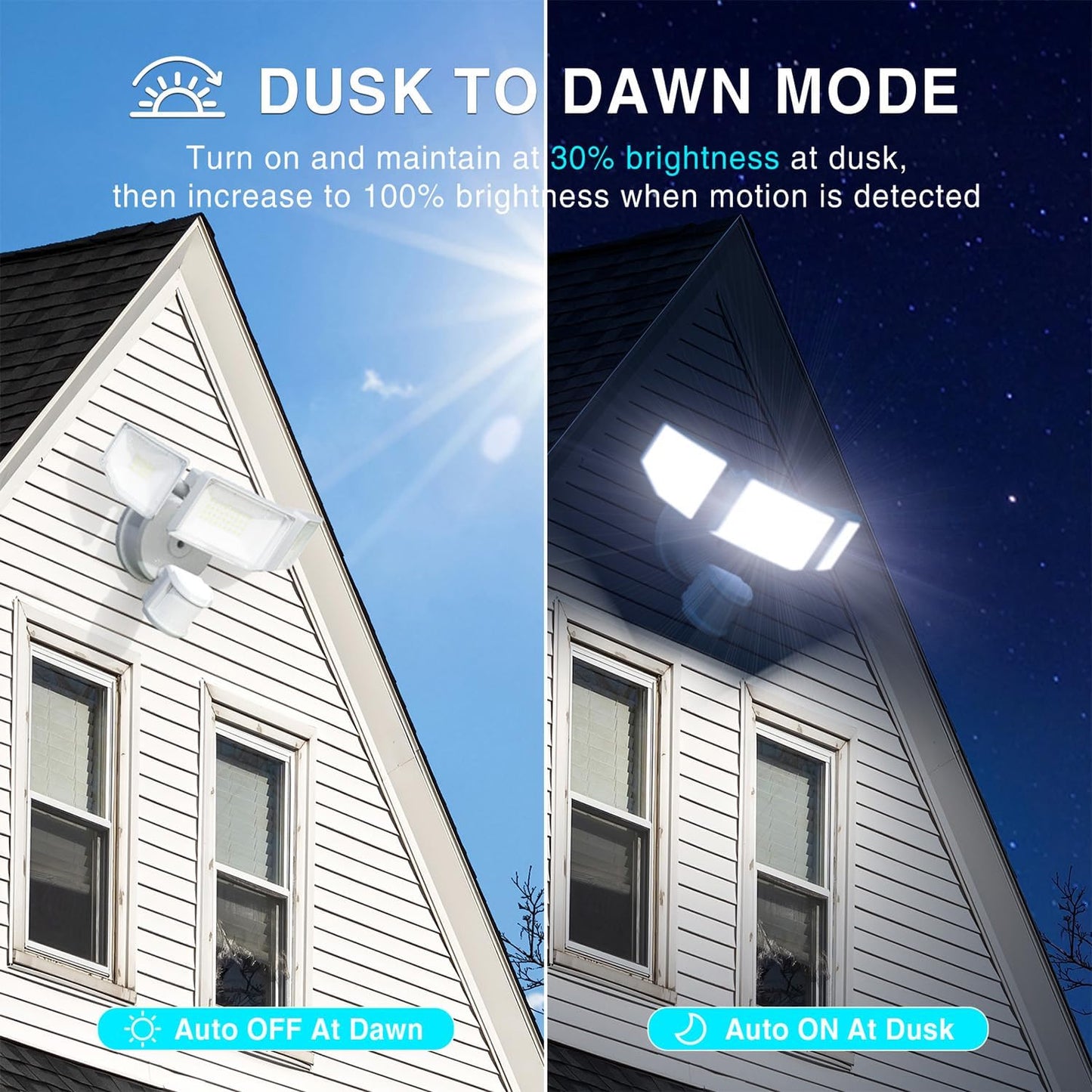 85W LED Motion Sensor Security Light - 8500LM Dusk to Dawn, 3-Head Waterproof Floodlight for Garage, Yard & Porch