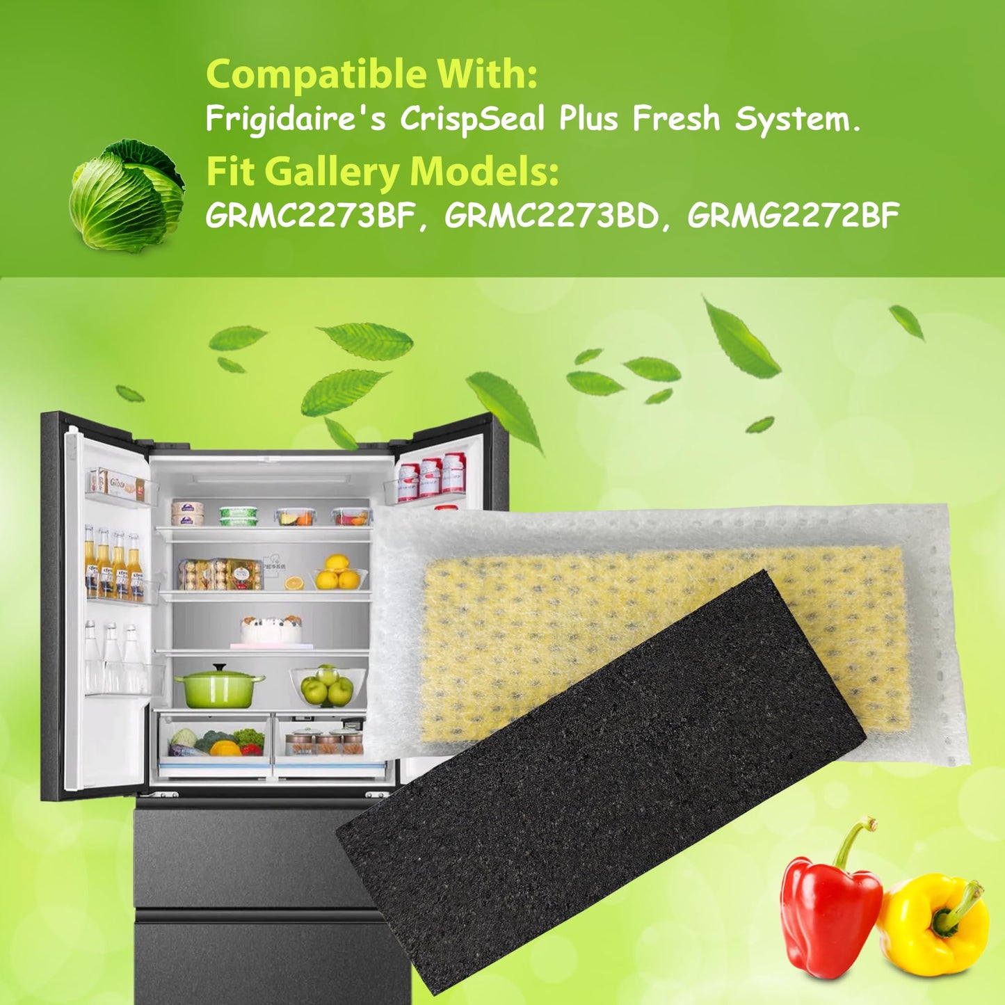 2 Pack Replacements for Frigidaire PureAir PK-2 Produce Keeper Plus FRPAPK2RF; Antioxidant Filter Compatible with GRMC2273BF, GRMC2273BD, GRMG2272BF, GRMN2872AF, GRMS2773AF, GRMC2273CF, GRMC2273CD