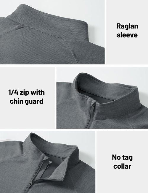 MAGCOMSEN Men's Athletic Quarter Zip Pullover - Lightweight Dry Fit Sun Shirt for Running & Golf
