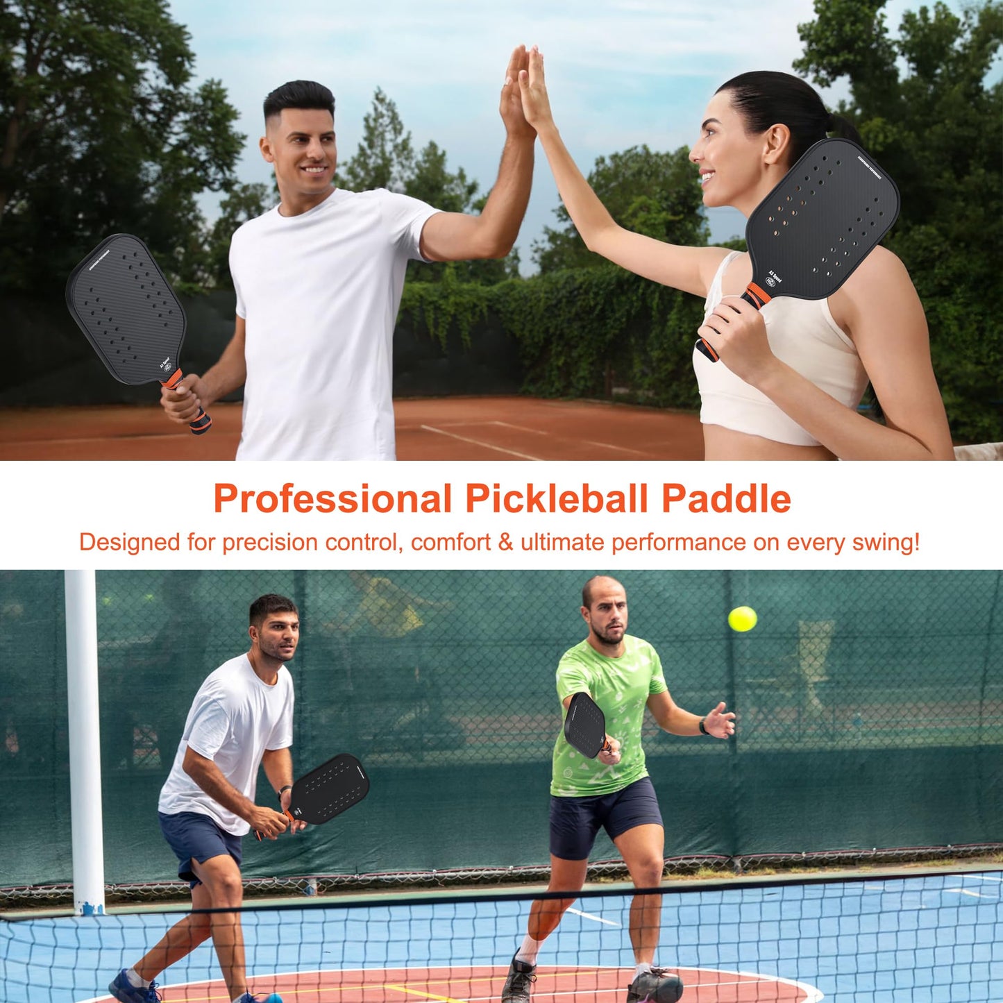 Pickleball Paddle, 3K Raw Carbon Fiber Surface Pickleball Racket with Holes, Strong Spin and Power, Lightweight, Designed for Swing Speed and Maneuverability