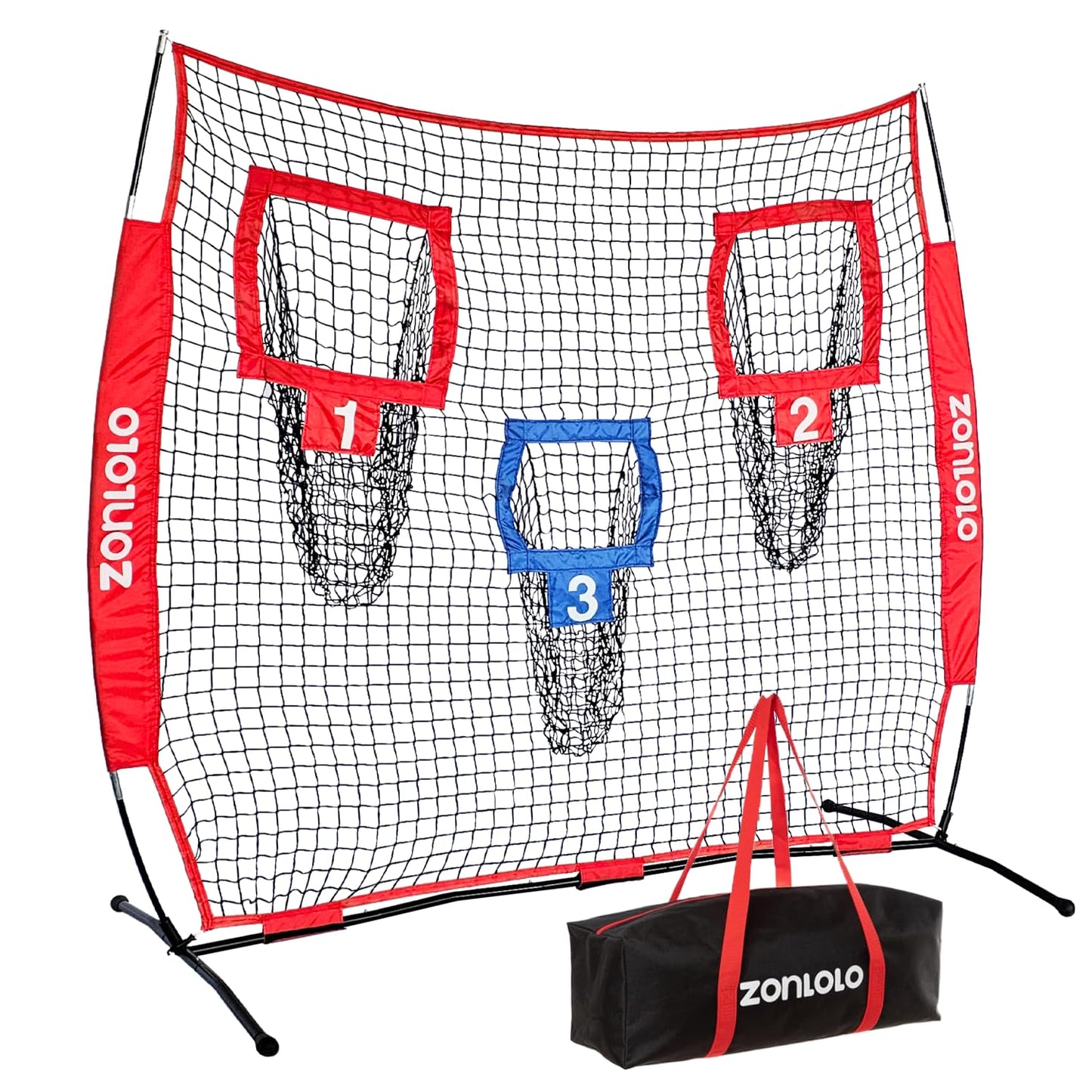 Zonlolo 6x6ft Football Training Net, Football Throwing Net with 3 Target Pockets, Portable QB Throwing Practice Equipment with Small Carry Bag,Most Suitable for Kids