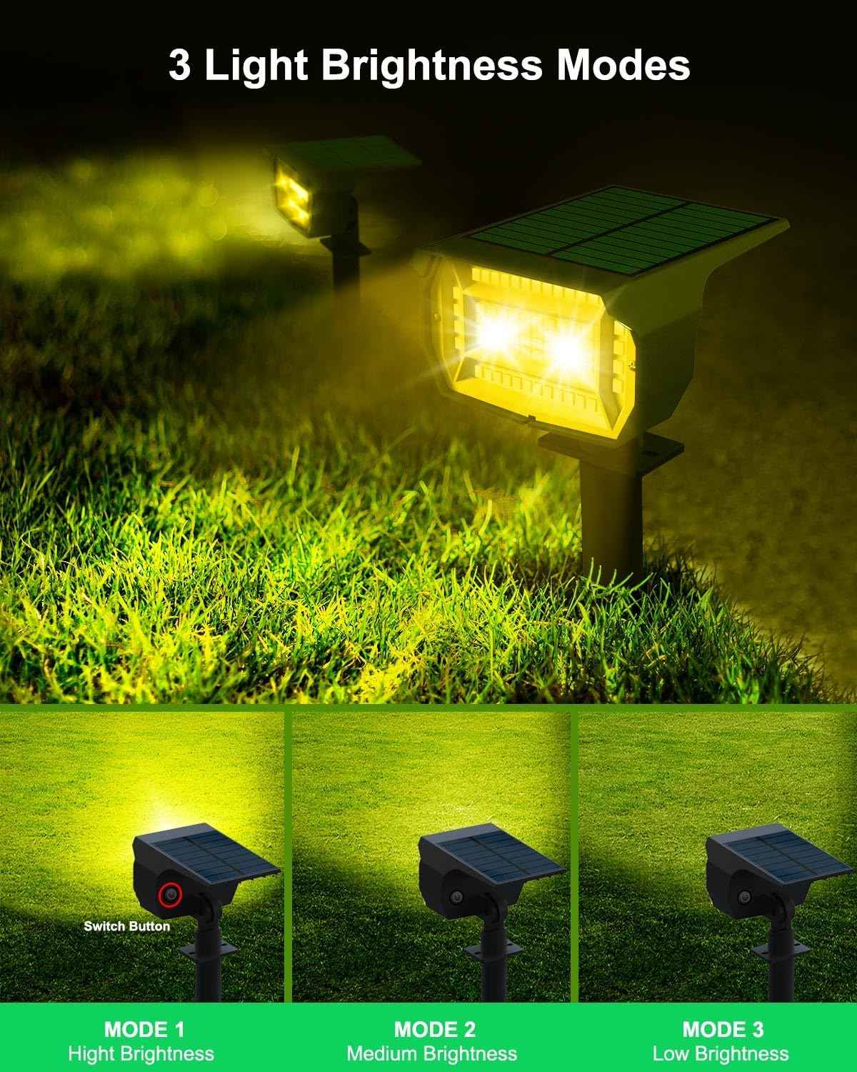 10 Pack Solar Spot Lights - Waterproof IP67 Landscape Flood Lights with 72 LEDs, 3 Modes, Auto On/Off for Garden, Lawn, Patio & Driveway (Cool White)