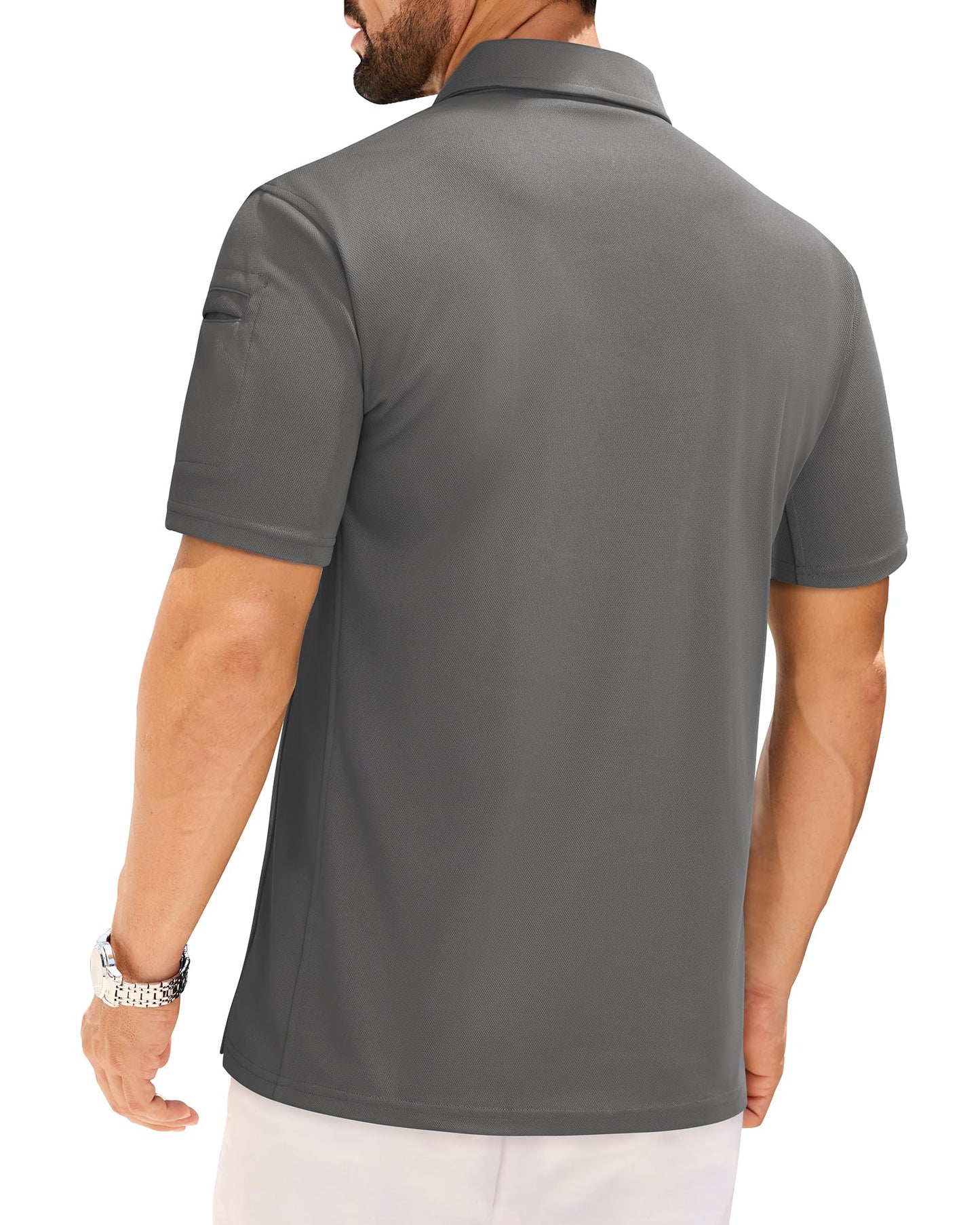 Mens Polo Shirts Tactical Dry Fit Golf Shirt Stretch Casual Tops Tennis