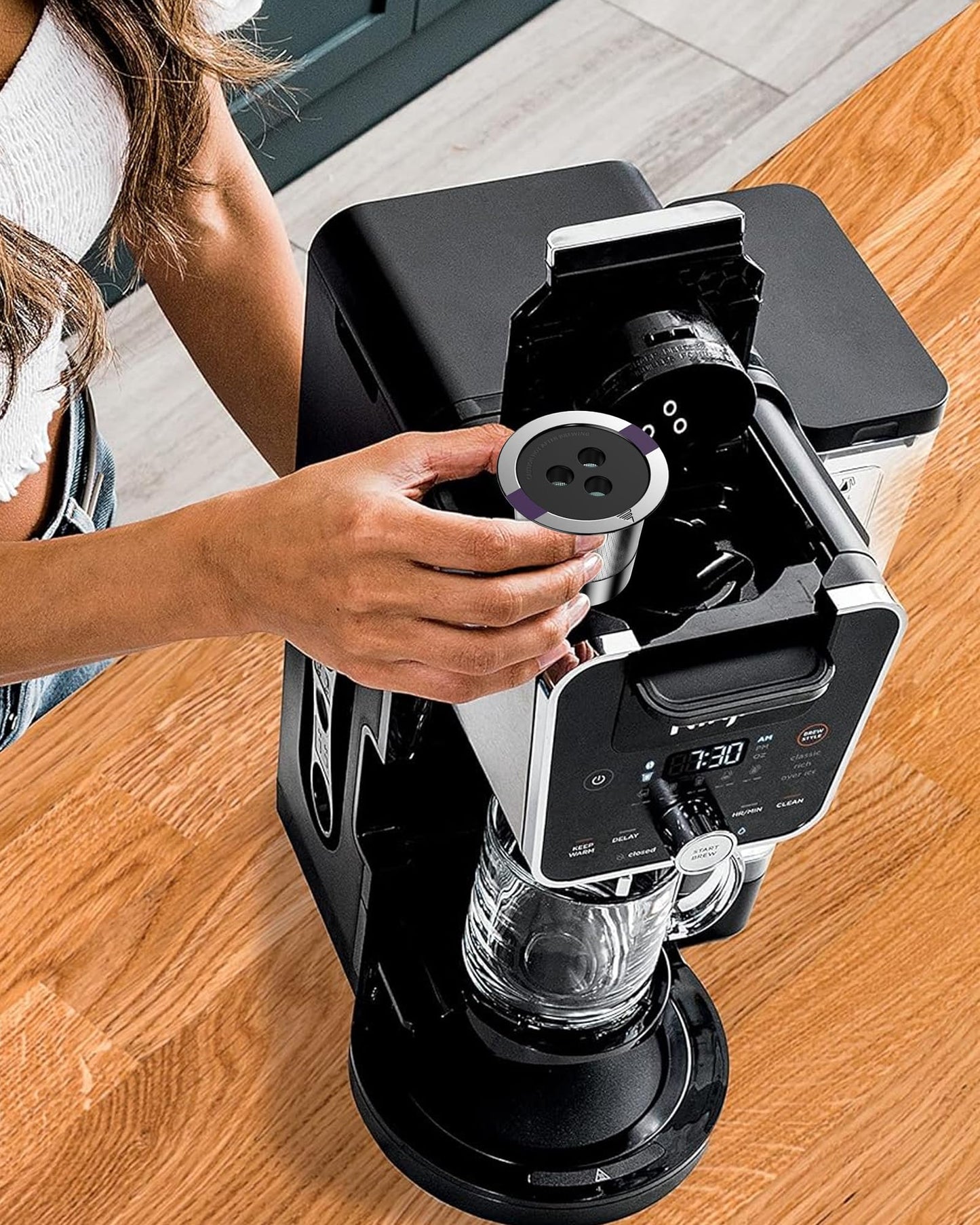 Stainless Steel Reusable Coffee Pods with 3 Holes, For Compatible with Ninja Coffee Maker, compatible with Ninja Coffee Makers (CFP201, CFP300, CFP301, CFP305, CFP307, CFP400) (2)