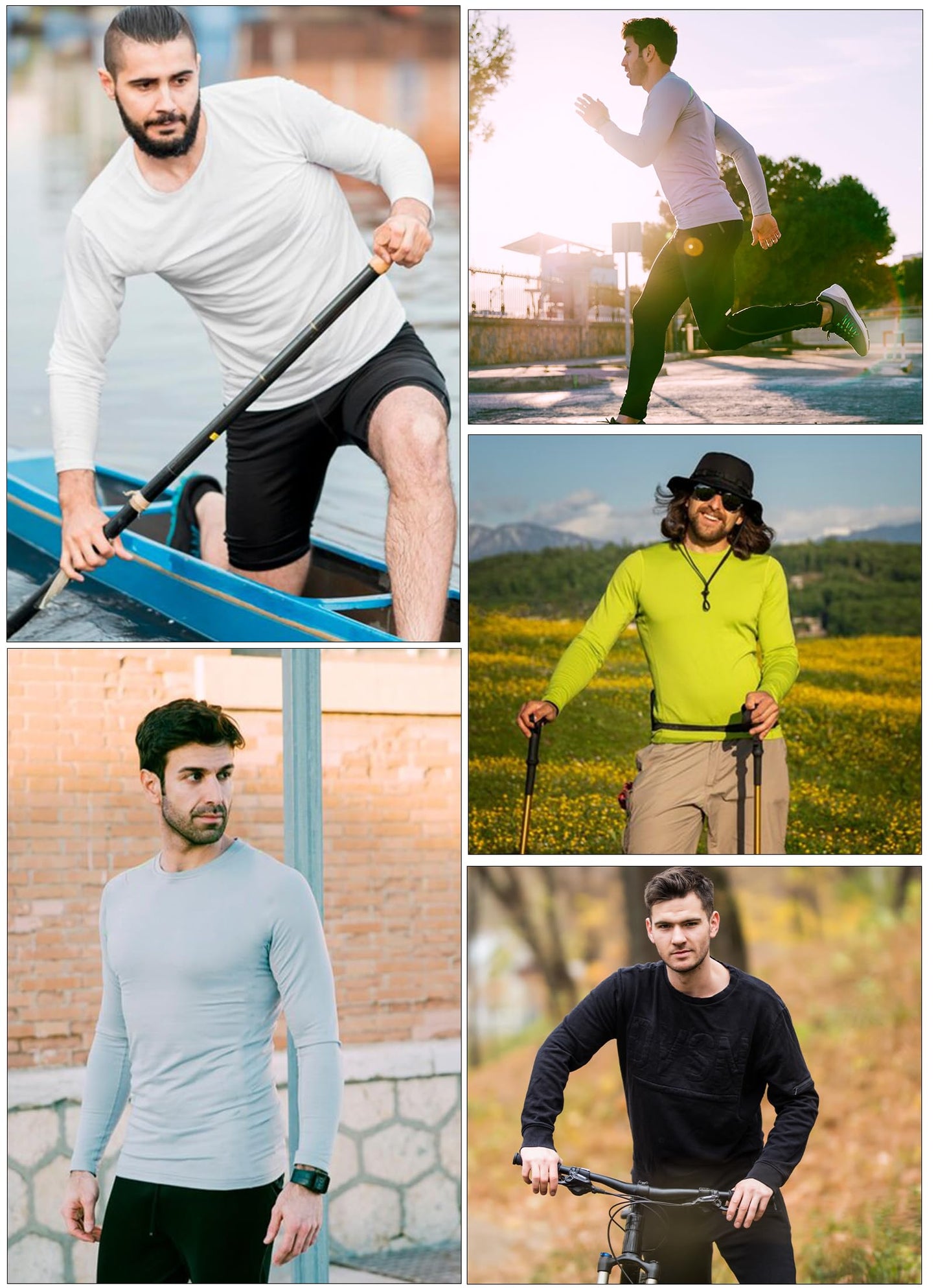 Sun Shirts for Men UPF 50+ SPF Rash Guard Long Sleeve UV Protection Lightweight Quick Dry Fishing Running HH24010 White L