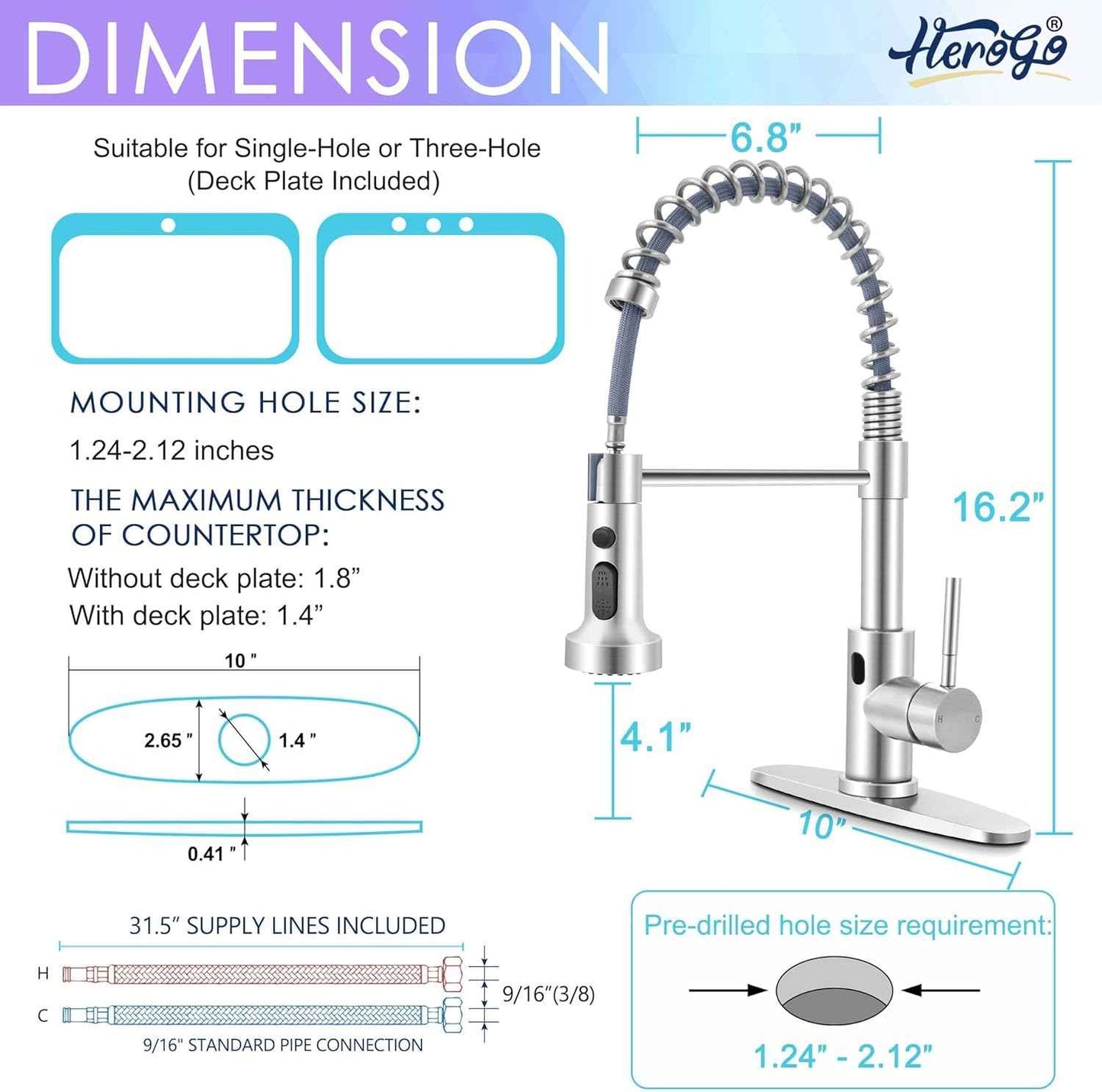 Touchless Kitchen Faucet with Soap Dispenser & Pull Down Sprayer - Commercial Grade Brushed Nickel