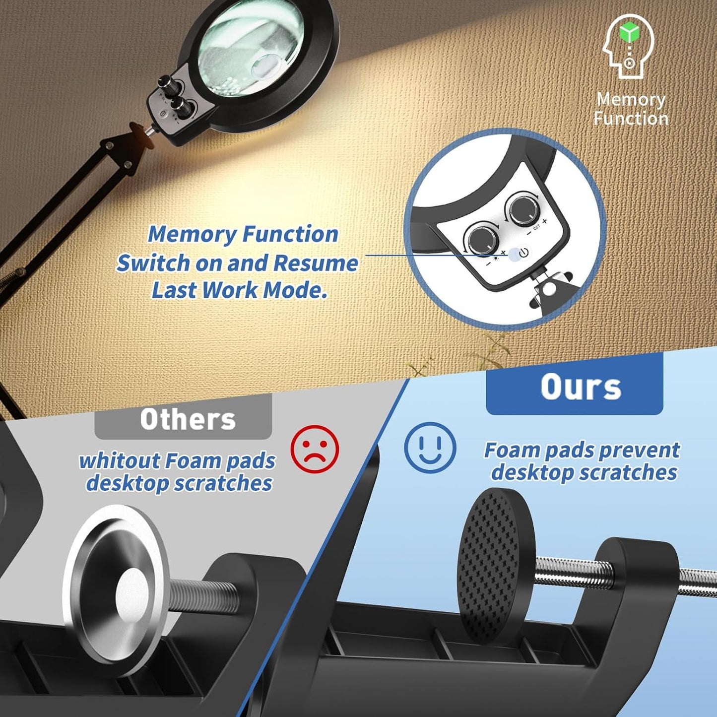 12X LED Magnifying Glass with Light & Clamp - Hands-Free Desk Lamp for Crafting & Reading