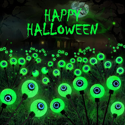 36 LED Solar Eyeball Lights - 6 Pack Halloween Outdoor Decorations, Waterproof Firefly Lights for Pathway & Garden