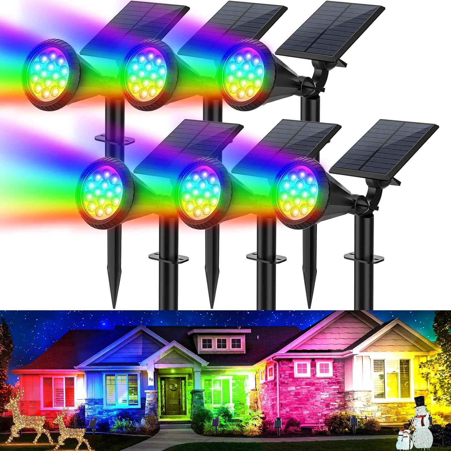 Solar Spot Lights Outdoor - 8 Pack Waterproof Adjustable Landscape Lights for Garden & Pathway